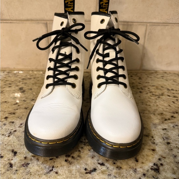 Dr. Martens Shoes - Dr. Martens Women's White Leather Combat Boots size 8 US